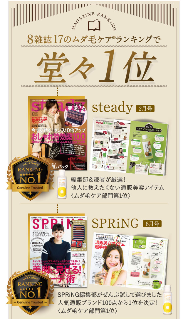8雑誌17のムダ毛ケア※ランキングで堂々1位