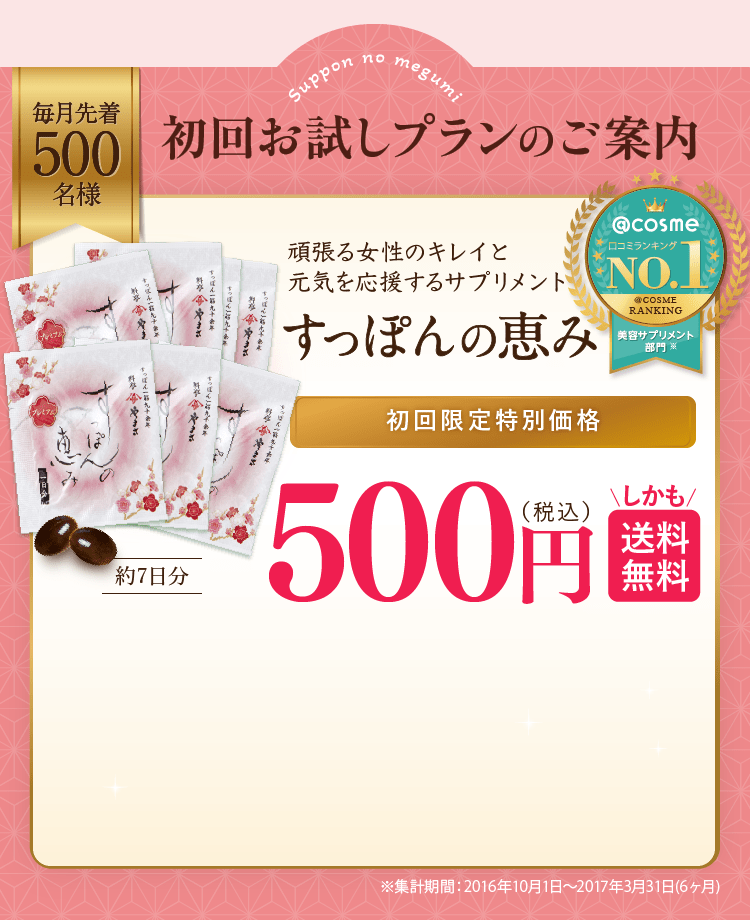 初回限定500円モニターに参加する！