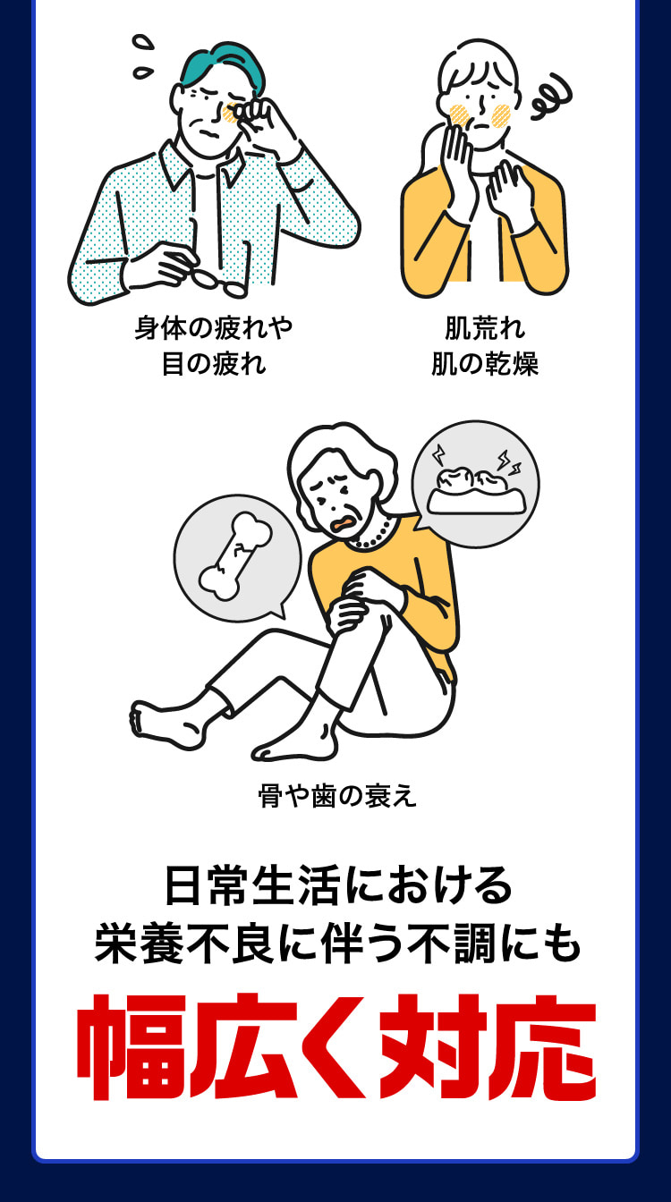 日常生活における栄養不良に伴う不調にも幅広く対応