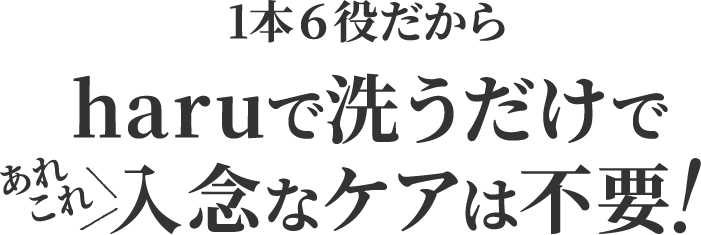 1本6役だからharuで洗うだけであれこれ入念なケアは不要