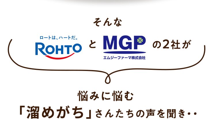そんなロート製薬 と MGP の2社が エムジーファーマ株式会社 悩みに悩む「溜めがち」さんたちの声を聞き･･
