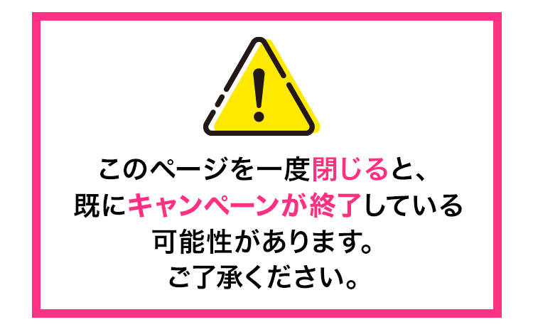 このページを一度閉じると、既にキャンペーンが終了している可能性があります。